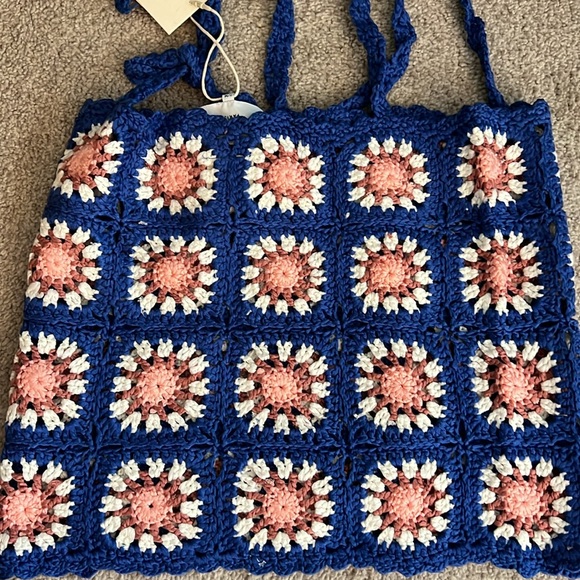 FRNCH blue, crochet, tank top woman, small medium - Picture 3 of 3